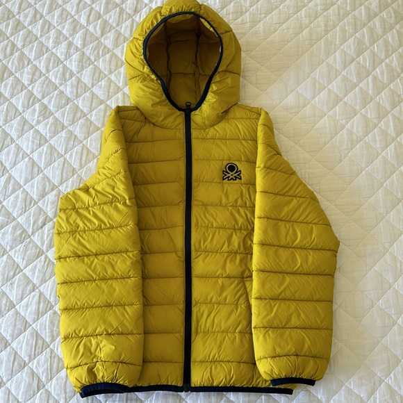 United Colors of Benetton Kids light puffer jacket Yellow Size 10-11 - Picture 3 of 11